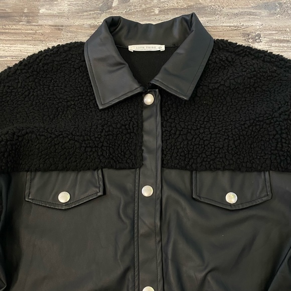 12th Tribe Faux Leather Shacket - Picture 5 of 13